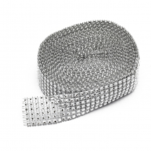 Декоративна Стрічка під Стрази Пластикові, Срібло, 30х1мм, 9 м/рулон, (13WB20958)