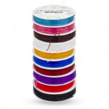 Набір Силіконова Нитка Еластична 1мм/5м, Гумка, Мікс 10 кольорів, 10 котушок/упак, (13WB18172)