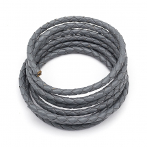 Sznurek Wołowa Skóra Naturalna, Pleciony, Okrągły, Szary, 3mm, 1m (13WB18223)