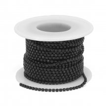 Стразовий Ланцюг Декоративний, Стійке Покриття, Чорний, 2 мм, близько 9м/котушка, (13WB22986)