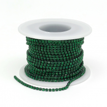 Стразовий Ланцюг Декоративний, Cnійке Покриття, Смарагд, 2мм, близько 9м/котушка, (13WB22988)