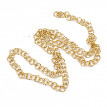 Ланцюг Алюмінієвий, Плетіння Роло (Rolo), Кругла Ланка, Гранований, Непаяний, Колір: Світле Золото, Ланка: 11.5х2мм, (13WB17535)