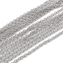 Łańcuch Kotwiczny, Mosiądz, Lutowane, Powłoka Trwala, Kolor: Platynowy, 2x1.5x0.35mm, 5m (13WB17591)