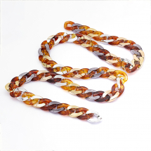 Łańcuszek Akrylowy, Imitacja Kamienia, Ręcznie Robiony, Kolor: Czekoladowy, 29x21x6mm, Długość łańcuszka: 1m (13WB23684)