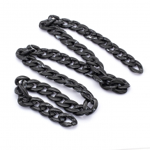 Łańcuszek Akrylowy, do Rękodzieła i Biżuterii, Niespawany, Czarny, 29x21x6mm, 1m/nic (13WB23692)