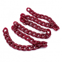 Łańcuszek Akrylowy, Niespawany, Kolor: Czerwony, 29x21x6mm, 1m/nic (13WB23693)