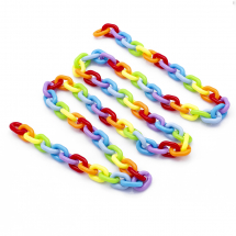Łańcuszek Akrylowy, Ręcznie Robiony, Owal, Kolor: Kolorowy, 19x14x4mm, Długość łańcuszka: 1m (13WB23715)