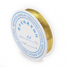 Drut Miedziany do Rękodzieła i Biżuterii, Złoto, 0.6mm, okolo 3.5m/szpula, (14WB5523)