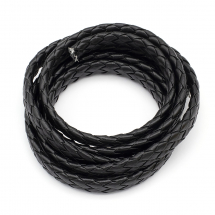Шнур Штучна Шкіра, Плетений, Колір: Чорний, Розмір: 9х4мм, (14WB5973)