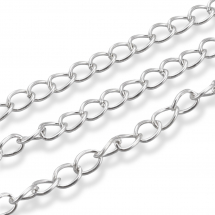 Ланцюг Вите Плетіння, Залізо, Колір: Срібло, Ланка: 8х6х1мм, (14WB6614)