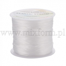Nić Elastyczna Płaska do Nawlekania Koralików, Tworzenia Bransoletek, Biała, 0.8mm, około 60m/szpula (13WB27687)