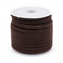 Rzemyk, Rzemień Zamszowy Płaski, Imitacja Skóry, Ciemny Brąz, 3x1.5mm, 5m/szpula, (13WB28080)