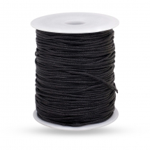 Sznurek Woskowany Bawełniany, do Plecenia, Makramy i Biżuterii, Czarny, 1.5mm, około 90m/szpula (13WB28814)