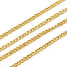 Ланцюг Витий з Латуні, Овальна ланка, Колір: Матове Золото, Ланка: 1.5х1мм, Товщина 0.35мм, (13WB12260)