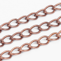 Ланцюг Вите Плетіння, Залізо, Колір: Мідь, Ланка: 5х3.5мм, Товщина 0.8мм, (13WB12666)