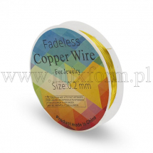 Drut Miedziany do Rękodzieła i Biżuterii, Złoty, 0.2mm, około 35m/szpula (14WB9644)
