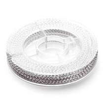 Sznurek Pleciony Nieelastyczny Ozdobny do Wyrobu Biżuterii 0.6mm Kolor: Srebrny około 10m/szpula (14WB9836)