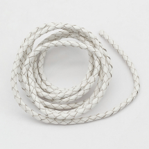 Sznurek Wołowa Skóra Naturalna, Pleciony, Okrągły, Biały, 3mm, 1m (13WB15820)