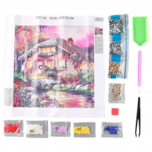 Zestaw do Malowania Diamentami 5D dla Dzieci Leśna Chata, 30x30cm, 1set (13WB24858)