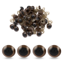 Oczy Bezpieczne z Gwintom i Zaciska, dla Zabawek, Plastikowy, Okrągły, Brązowy, 14mm, 40szt (13WB18011)
