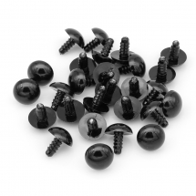 Oczka Bezpieczne z Gwintom, Plastik do Zabawek, Okrągły, Czarny, 20mm, 20szt (13WB17598)