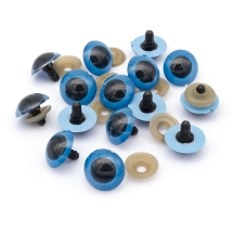 Oczy Bezpieczne z Gwintom i Zaciska, do Zabawek, Plastik, Niebieski, 18mm, 10par (13WB23551)