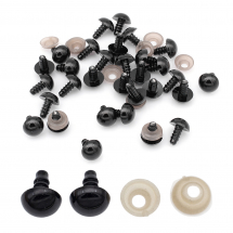 Oczy Bezpieczne z Gwintom i Zaciska, Plastik, do Zabawek, Czarny, 12mm, 50par (13WB23564)