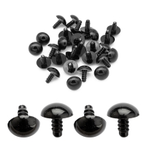 Oczka Bezpieczne z Gwintom, do Lalek i Zabawek, Okrągłe, Plastik, Czarny, 14mm, 20par (13WB23574)