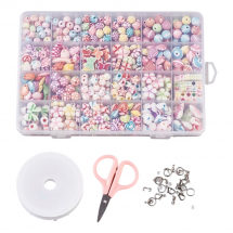 Zestaw do Tworzenia Bransoletek i Biżuterii dla Dzieci, 680szt/zestaw (13WB24699)