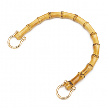 Rączka do Torebki, Bambus i Metal, Kolor: Złoty, 109-112x150-155x14-15mm, Zapięcie 31x26x7mm, 1szt (13WB26086)