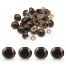 Oczy Bezpieczne z Gwintom i Zaciska, Plastikowe, dla Zabawek, Okrągły, Brązowy, 24mm, 10par (13WB27953)