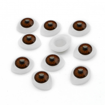 Oczy Tęczowe, do Zabawek, Plastik, Kolor: Brązowy, 10.5x14x6mm, 10szt (13WB17804)