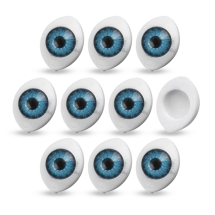 Oczy Tęczowe do Zabawek, Plastikowe, Owalne, Niebieski, 10.5x14x6mm, 10szt (13WB17805)