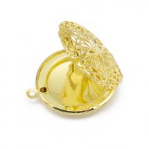 Кулон-Коробочка, Підвіска Круглий Латунь, Золото, 30х27х7мм, Отвір 2мм, (14WB5111)