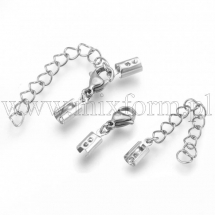 Końcówki z Łańcuchem Stal Nierdzewna Długość 32mm, Końcówki 9.5x4x3.5mm, Zapięcie 11x7x3.5mm, 2szt (13WB17239)