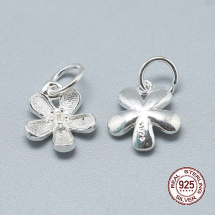 Srebro 925 Zawieszki Wisiorki, Charms, Kwiatek z Kółkiem, 12x10x3mm, Otwór: 4mm, 1szt (13WB24850)
