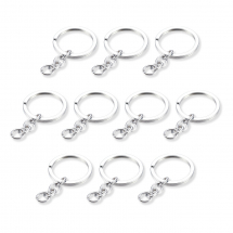 Кільце Замочок зі Сплаву з Ланцюжком для Брелоків та Ключів, Платина, 28х3мм, Внутрішній Діаметр 22мм, (13WB25089)