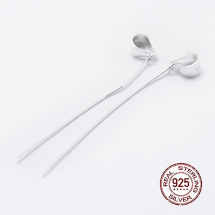 Srebro 925 Szpilki Haczyki z Uchwyt do Wisiorka, 40mm, Otwór 3.5x4mm, Szpilka 0.5mm, 2 szt (13WB25284)