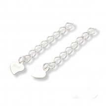 Срібло 925 Подовжувальний Ланцюжок з Кулоном-Серце, Концевик, 32мм, Підвіска 6.5х5.5мм, (13WB25304)