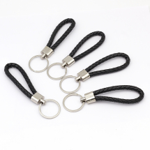 Основа для Брелоків Шнур Шкіряний, Чорна, 116мм, Кільце 30x2мм, (13WB25327)