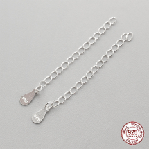 Srebro 925 Łańcuszek Przedłużający z Zawieszką Kropla, Końcówki, 48mm, Zawieszka 8x3.5mm, 2szt (13WB25391)