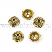 Nakładki na Koraliki, ze Stopu Jubilerskiego, Antyczne Złoto, 8x8x4.5mm, 20szt (13WB11120)