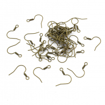 Bigle Hak, Baza Kolczyka, Mosiądz, Kolor: Bronze, 17mm, 50szt (13WB11232)