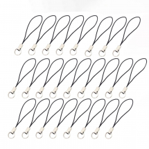 Шнур з Петлею з Латуні та Нейлону, Основа Фурнітура для Брелоків, Чорний, 60мм, Кільце 8мм, (13WB26215)