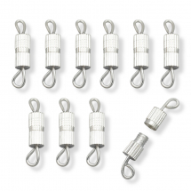 Zapięcie Skręcane, Śrubowe, Mosiądz, Srebro, Długość 14mm, Zapięcie 7x3mm, Otwór 1.8mm, 10szt (13WB26224)