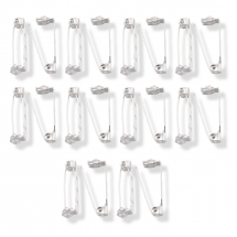 Baza do Broszki z Zapięciem Agrafka, do Rękodzieła i Biżuterii, Żelazne, Srebrny, 27x5x7mm, Pin 0.8mm, 20szt (13WB26246)