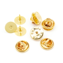 Baza do Odznak i Broszki z Platformą i Zapięciem-Motylek, Mosiądz, Złoty, 8x11.5x6mm, Pin 1mm, 5szt (13WB26251)