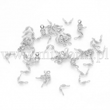 Каллоти Латунь, Затискачі кінцевики для вузлів, Срібло, 7х4мм, Отвір 1мм, Діаметр всередині 3мм, (2WB29423)