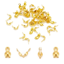 Łapaczki Mosiądz, do Rękodzieła i Biżuterii, Końcówki Zaciskowe, Złoty, 7x4mm, 50szt (2WB29425)