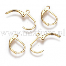Baza Haczyki, Zapięcie Angielskie, Stal Nierdzewna, do kolczyków, Złoty, 16x10x1.7mm, Pin 0.8mm, 4szt (13WB17767)